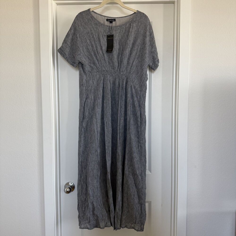 NWT! Gauzy cotton linen blend lagenlook midi dress sz 8 grey